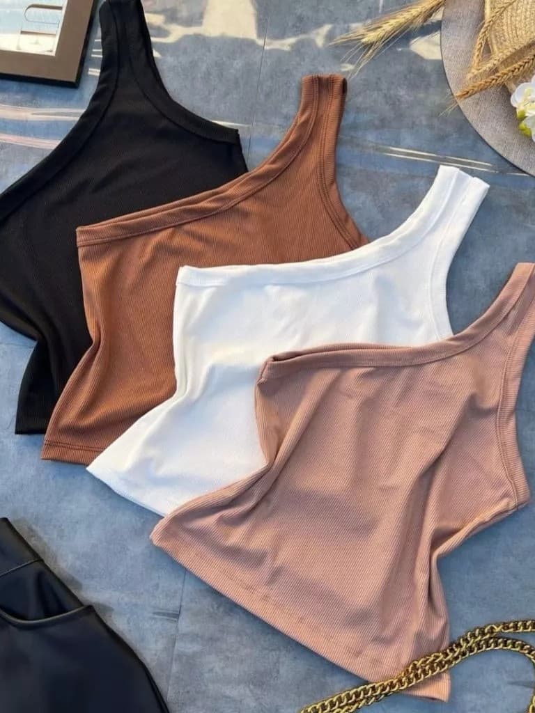 Kit 2 Blusas Feminina Nula Manga Ribana Canelada Algodão Mula Manca Ombro Só Básica Social Elegante