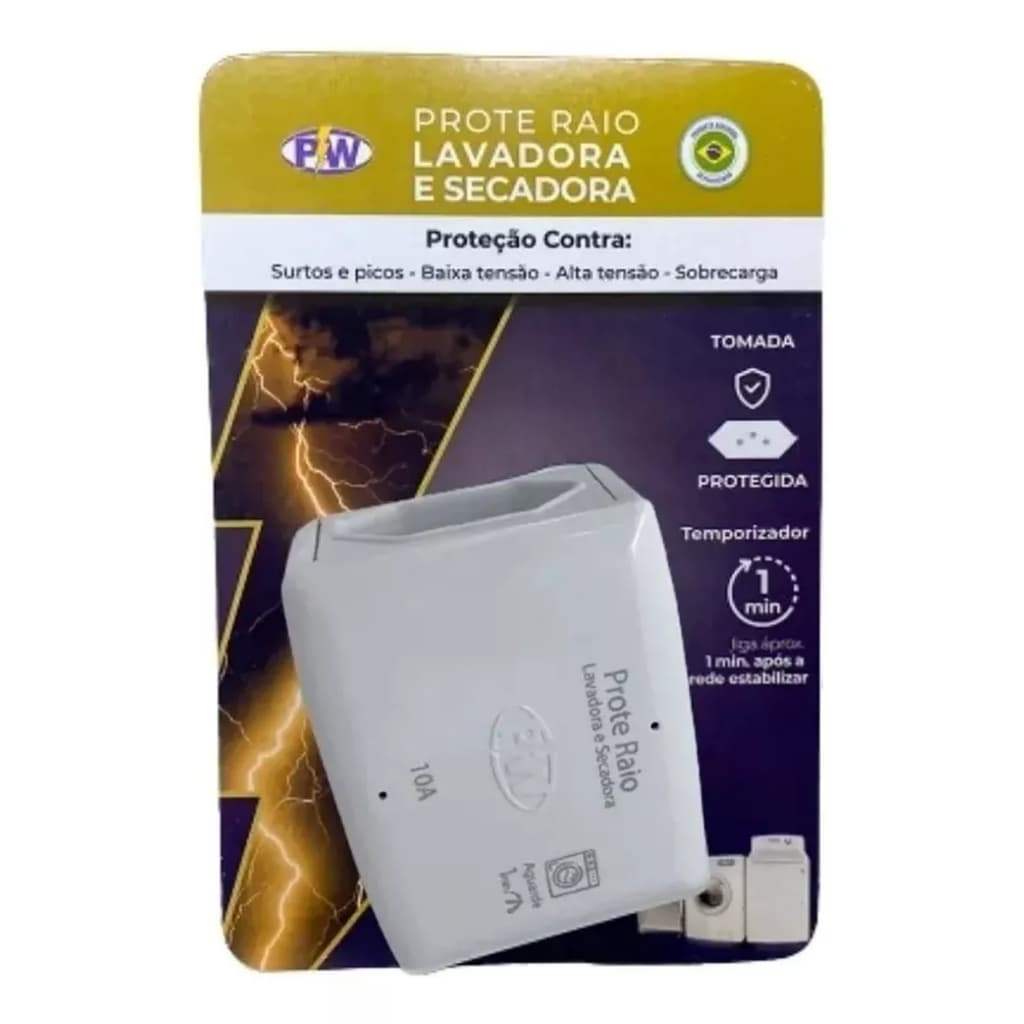 Protetor Eletrico Lavadora e Secadora PW 20A pino grosso - a Melhor Proteção - TOP