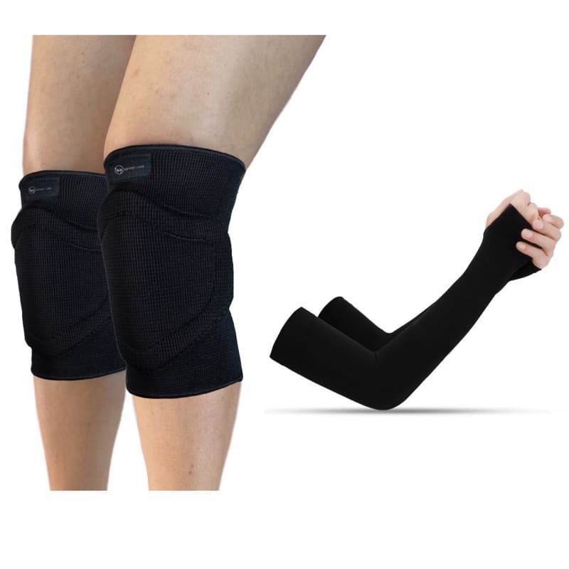 kit vôlei profissional manguito longo e joelheira seleção