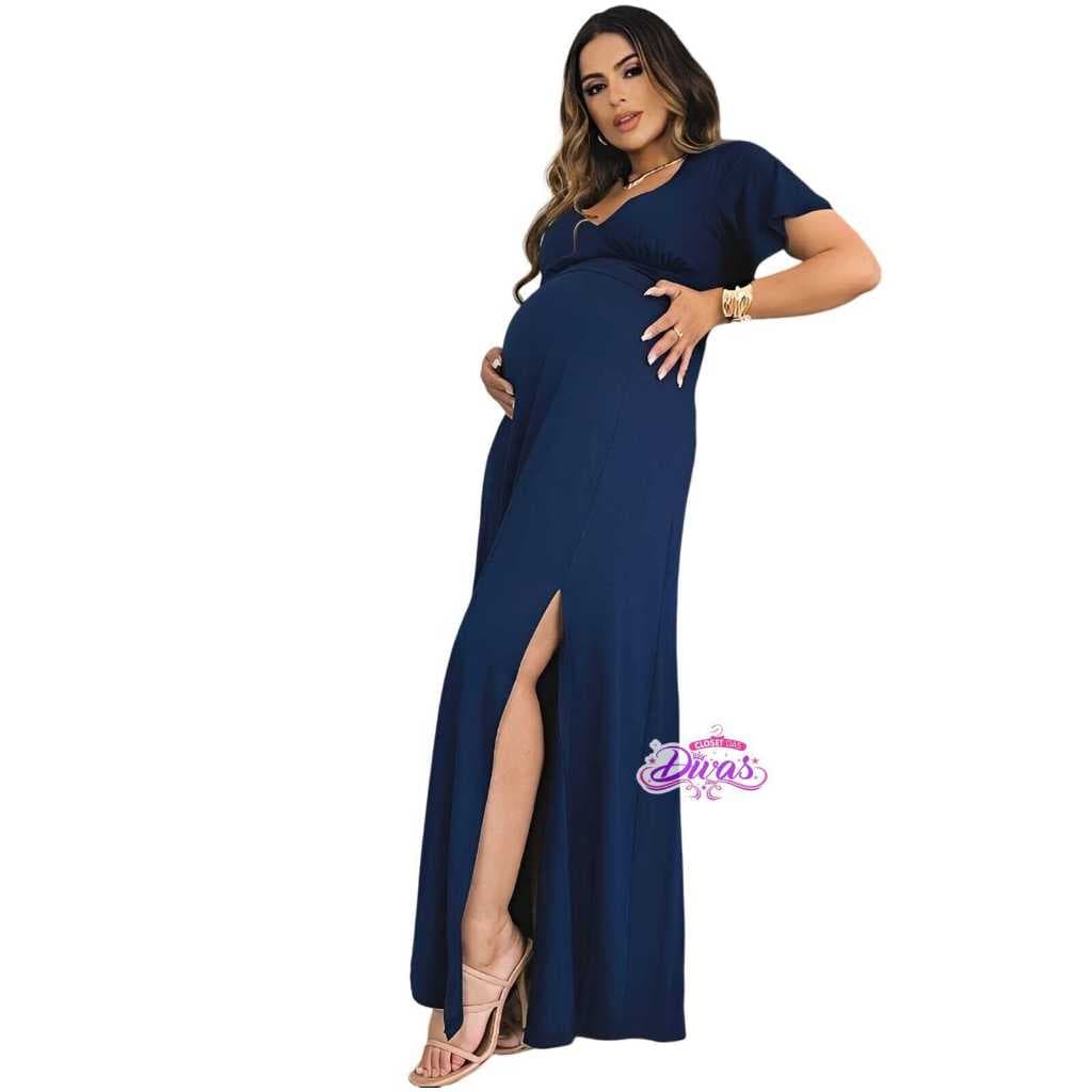 Vestido Longo Amamentação Traspassado: Elegância e Conforto para Gestantes