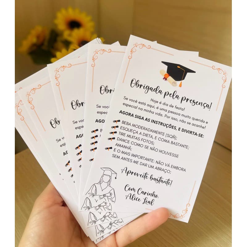 Cartão de Agradecimento Personalizado (Formatura/Festas/Casamento, etc) - 10x15c