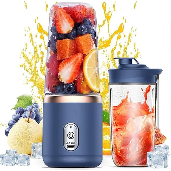 400ML  Espremedor Elétrico 6 Lâminas Mini Liquidificador Portátil De Suco De Alimentos Misturador Leite Smoothie