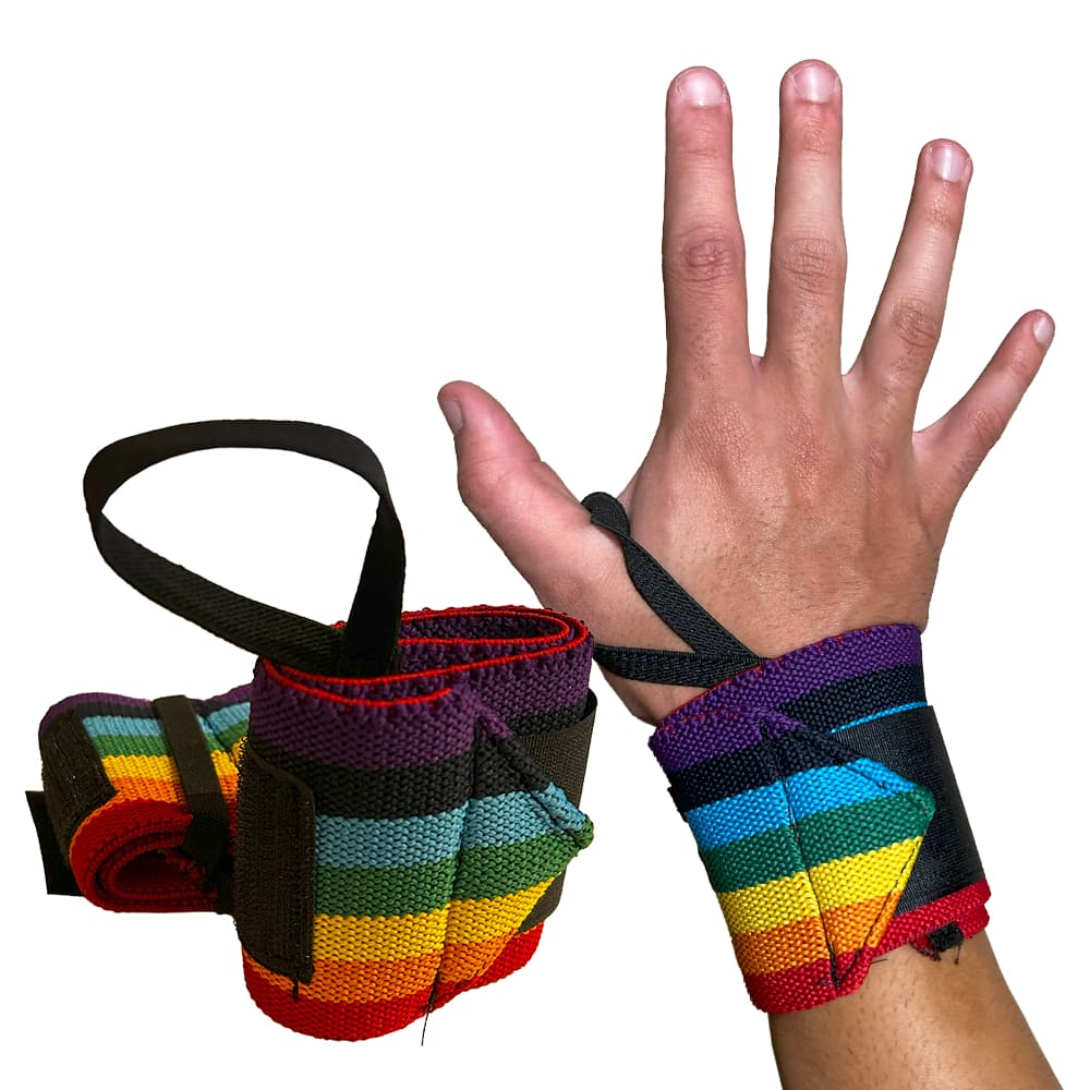 Par Munhequeira Profissional Arco-Íris Pulso Elástico  Lgbt Protetor Punho Ajustável Treino Academia