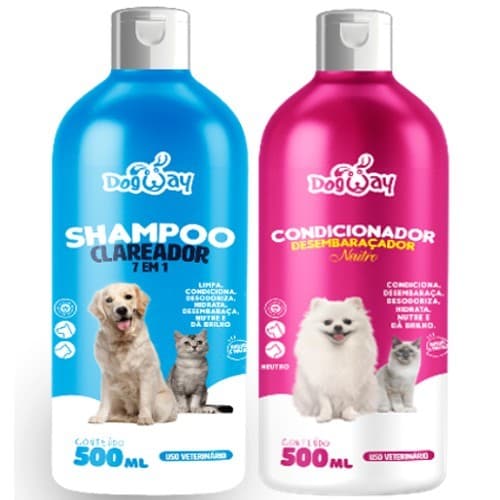 Kit Shampoo Branqueador 7 Em 1 + Condicionador Desembaraçador de Pelagem Cães E Gatos - Banho e Tosa