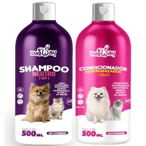 Kit Shampoo Neutro 7 Em 1 + Condicionador Desembolador de Pelos para Cachorro E Gatos