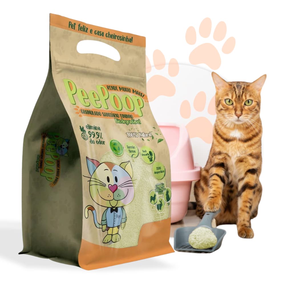 Areia Para Gato Higiênica Biodegradável De Mandioca Fina 4kg