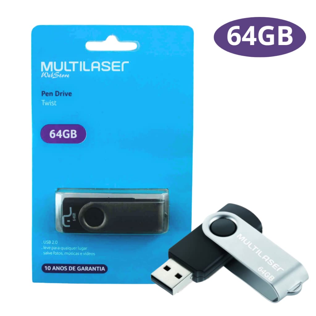 Pen drive 64gb Multilaser Twist PD590 Original