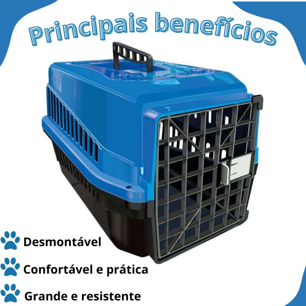 Caixa de viagem transporte N4 seguro resistente com alça  para cachorro cães gato coelho mec pet