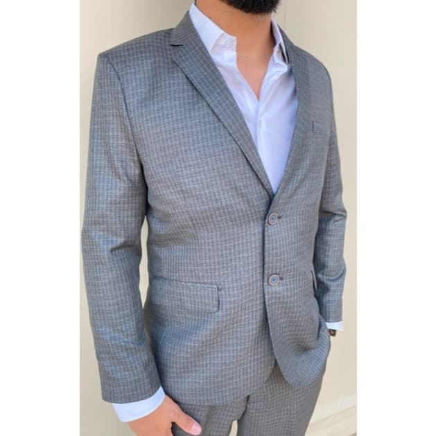 Terno Masculino Fio Indiano Euro  - Lançamento 2026 - Chumbo Detalhado forrado. Forro JACKUARD Exclusivo