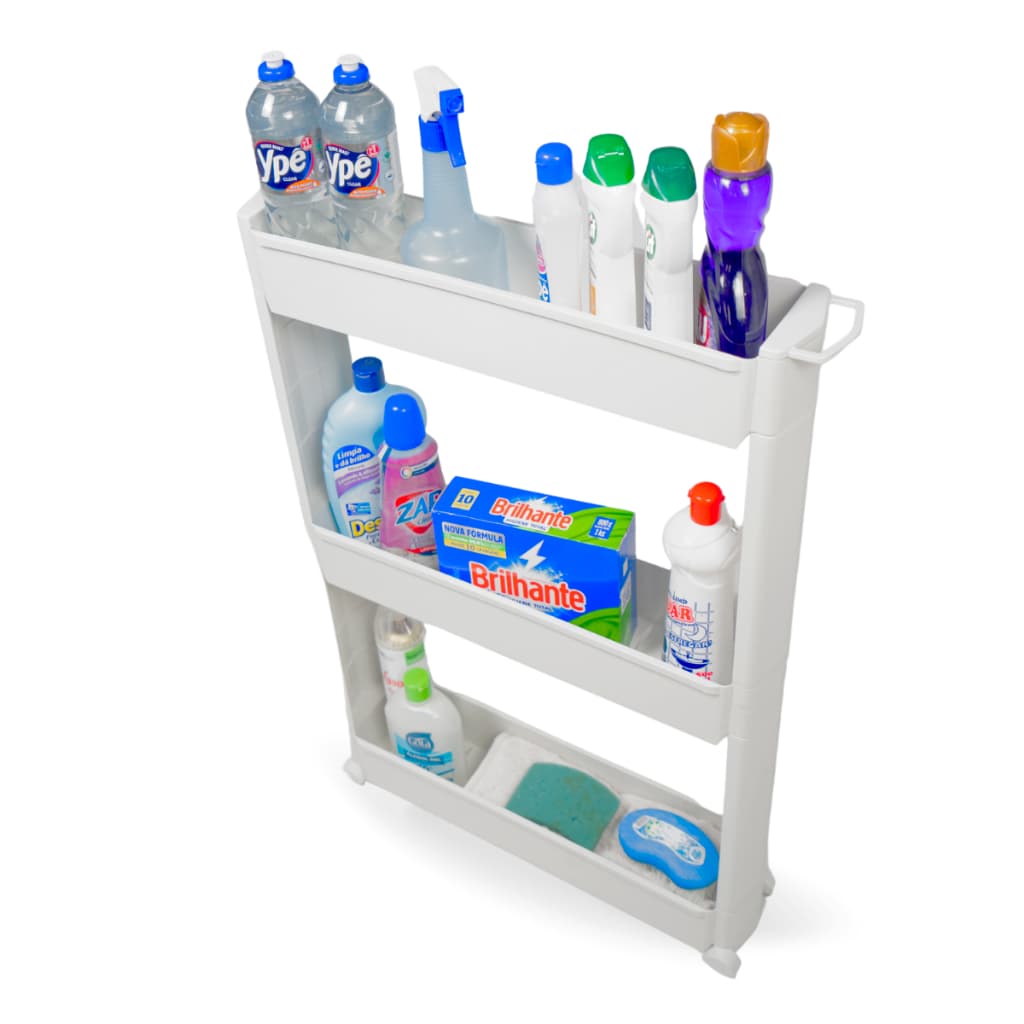 Armário Carrinho Organizador Multiuso com Rodinhas Banheiro Lavanderia Cozinha Quarto