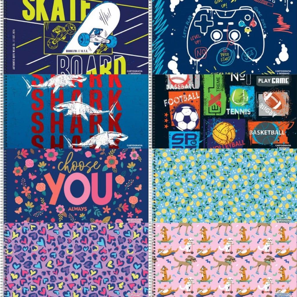 Caderno de Cartografia e Desenho Milimetrado Margem 1cm capa sortida 96fls D+ Tilibra