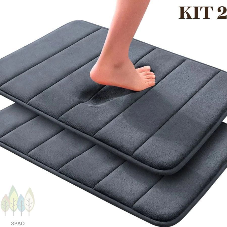 Kit 2 Tapete de Banheiro Antiderrapante Soft Macio Luxo 60x40