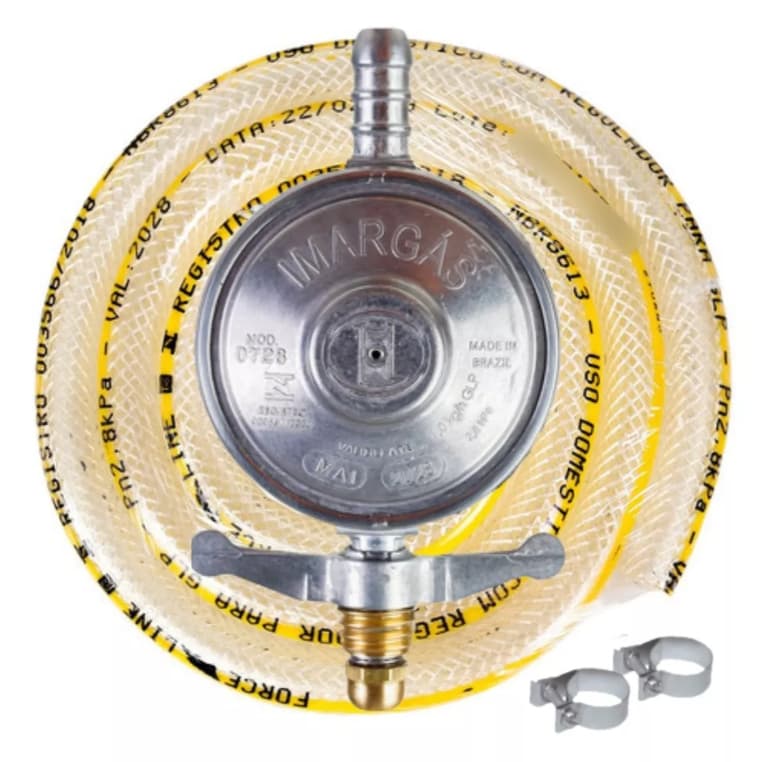 Kit Registro Regulador De Gás Para Botijão + Mangueira 1,20m