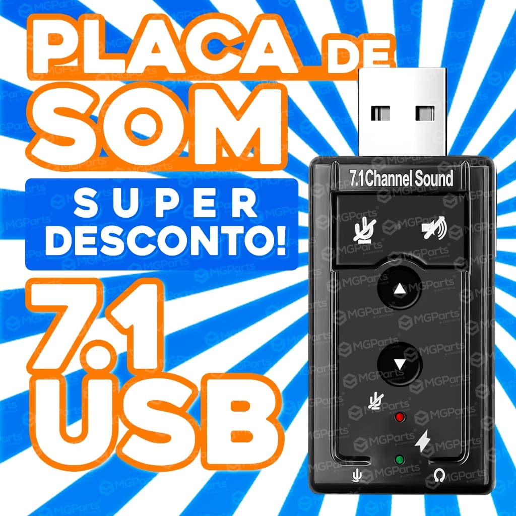 Placa De Som Adaptador 7.1 Usb Entrada P2 Pc/notebook