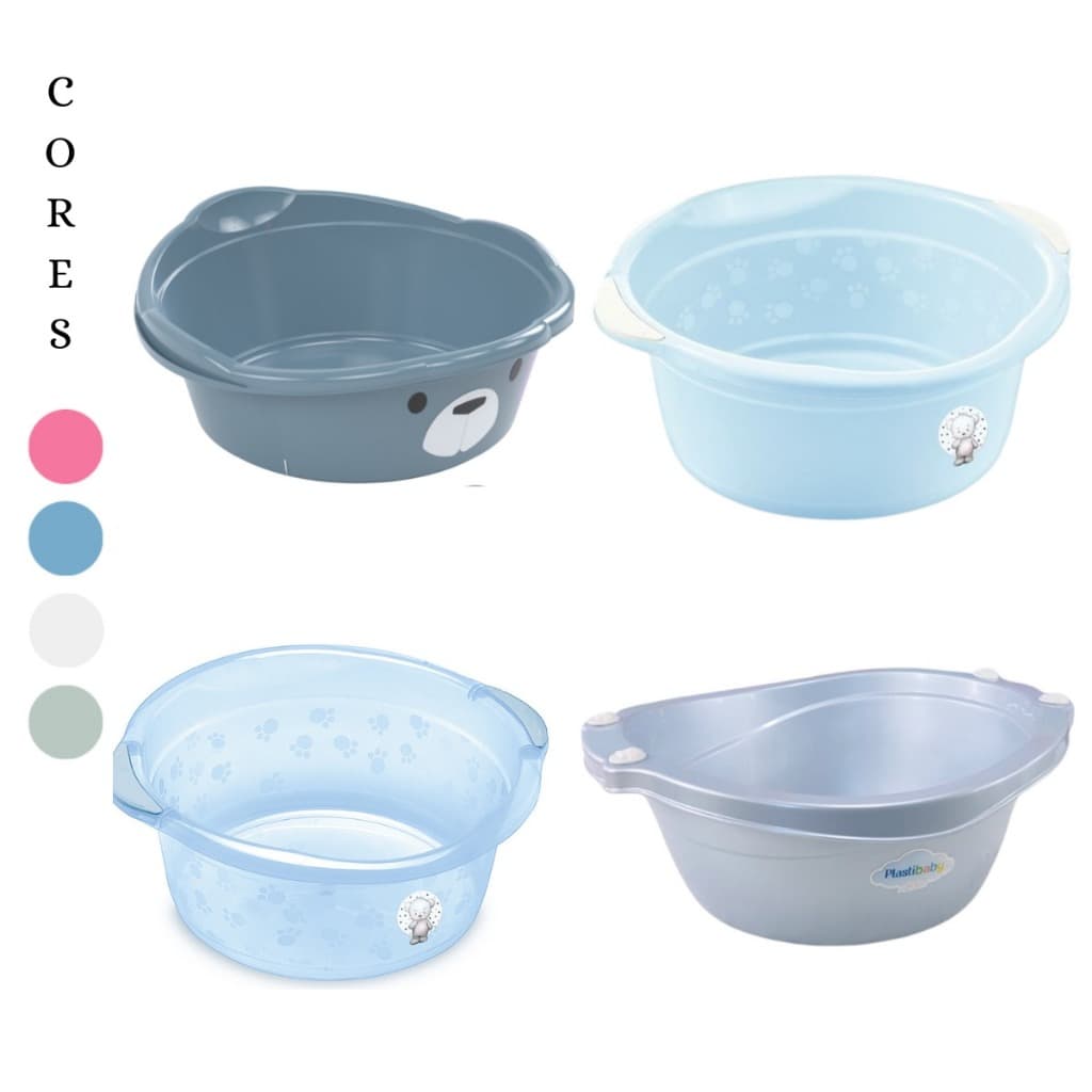 BACIA INFANTIL 15 LITROS ADOLETA ROSA AZUL BRANCO TRANSLUCIDA CESTO MULTIUSO BACIA PLASTIBABY