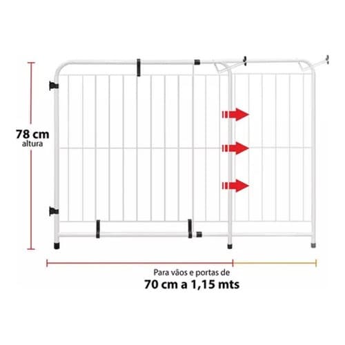 Portão Grade Proteção Expansivo Grande Para Criança/ Cachorro/Pet De 70 A 115 Cm