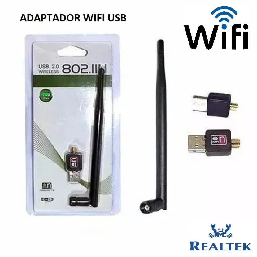 Adaptador WiFi USB 1200 Mbps 2.4 Ghz B/G/N com Antena para PCs e Notebooks