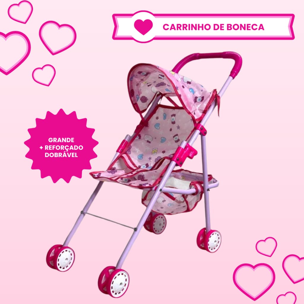 Carrinho de Boneca Dobrável C/ Capuz Carrinho de bebe Brinquedo - Vencedor