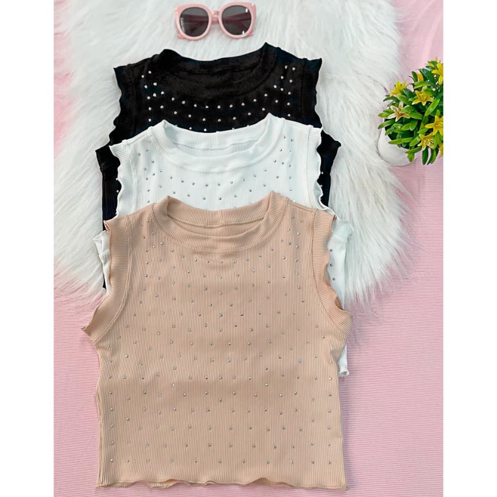 Regata Infantil Canelado detalhe strass Pedrinhas - Moda Femenina infantil blogueirinha
