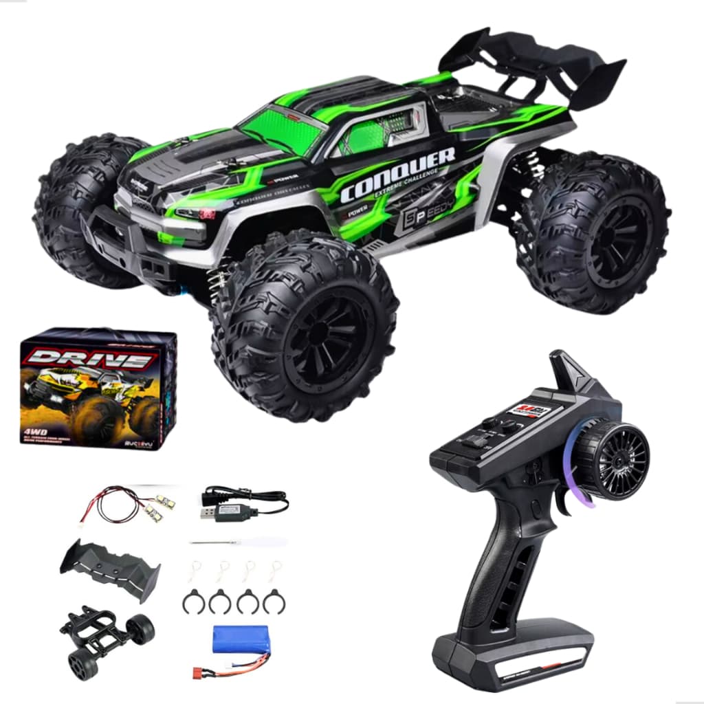 Carrinho Controle Remoto 50km/h 4X4 Automodelo Rc Competição Conquer com 1 Bateria Jeep 1:16 OffRoad