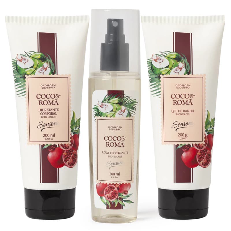 Kit Hidratante + Gel de Banho + Body Splash Coco e Romã Avatim