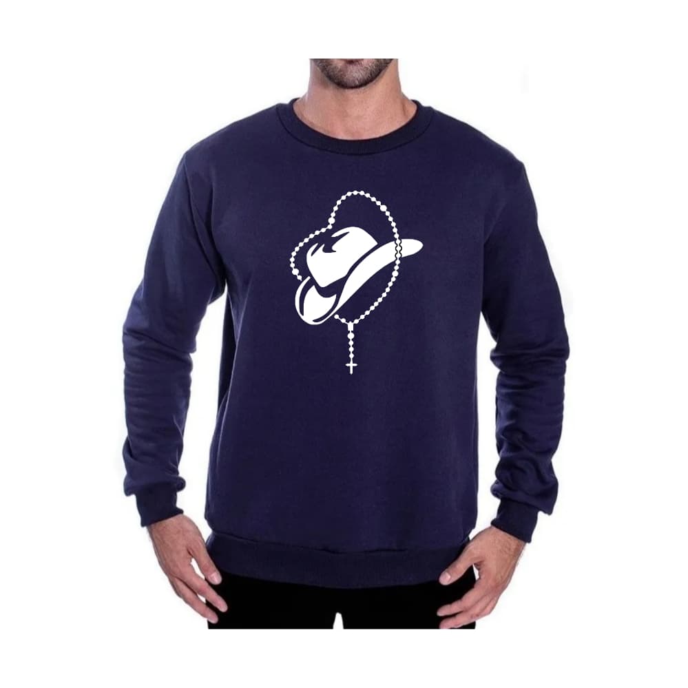 Suéter Unissex Lançamento Fé e Chapéu Tecido e Alta Qualidade Flanelado