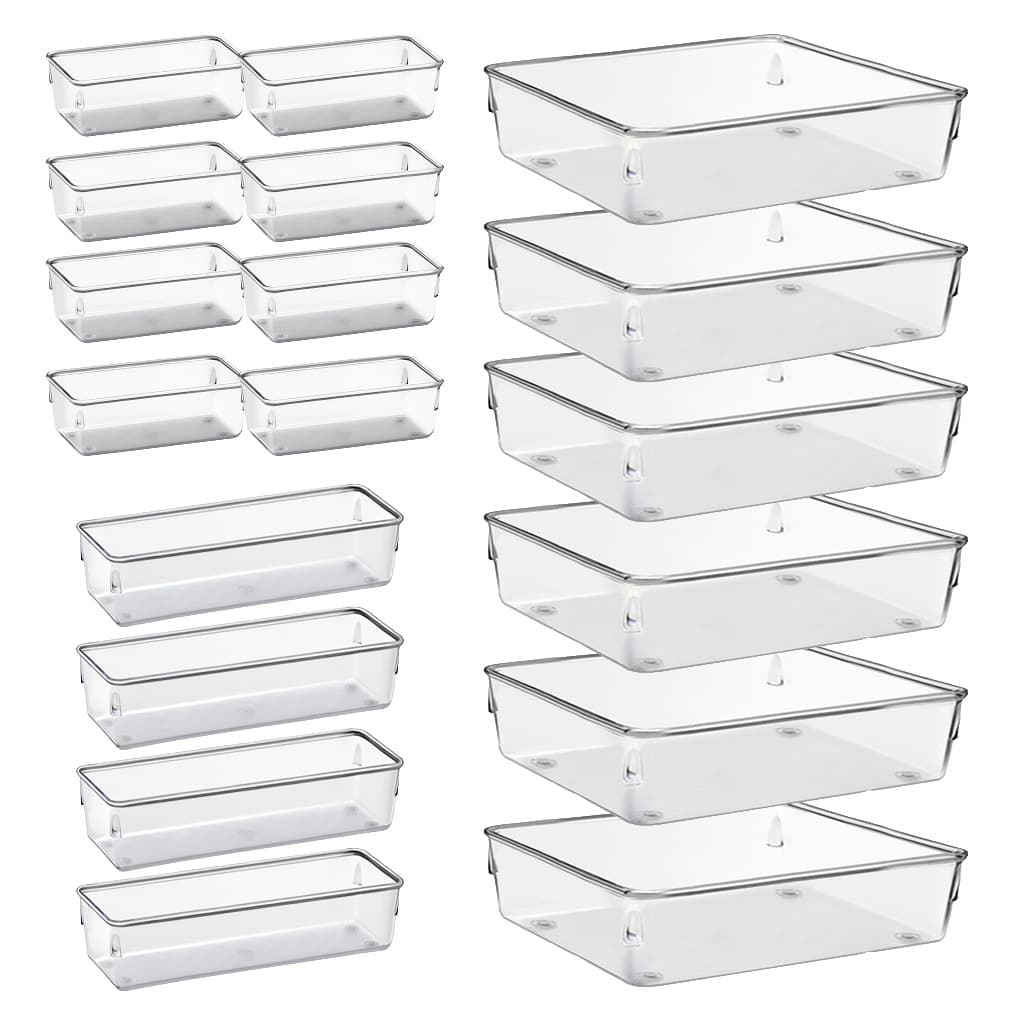 Kit 18 Organizadores Multiuso Modular Gavetas Geladeira Armario Acrilico Quadrado