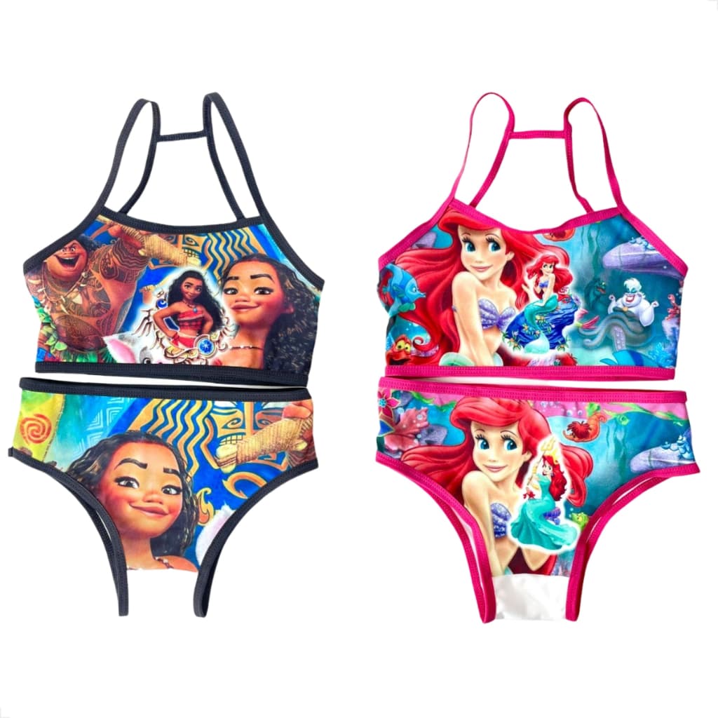 Kit 2 Conjunto Infantil Menina Moça Top e Calcinha Personagens Desenhos Sublimado