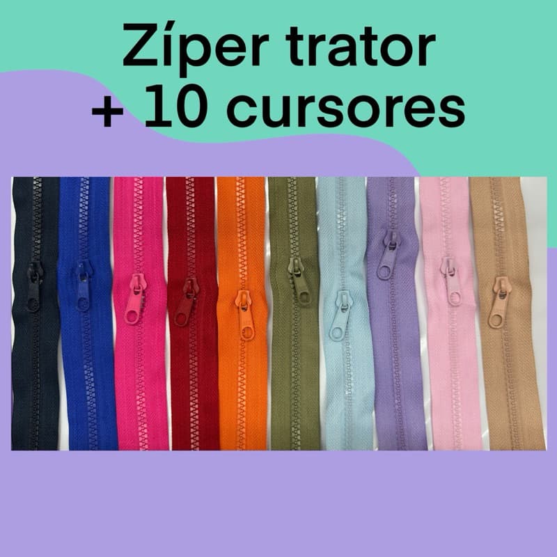 Ziper trator/jacare n.5 - 10 mts + 10 cursores - para bolsas e mochilas