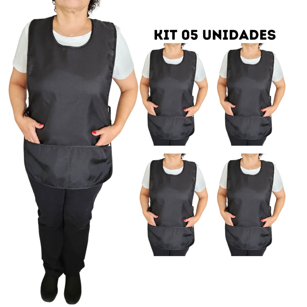 05 Kit Avental Bata Jaleco Feminino Uniforme Com 2 Bolsos