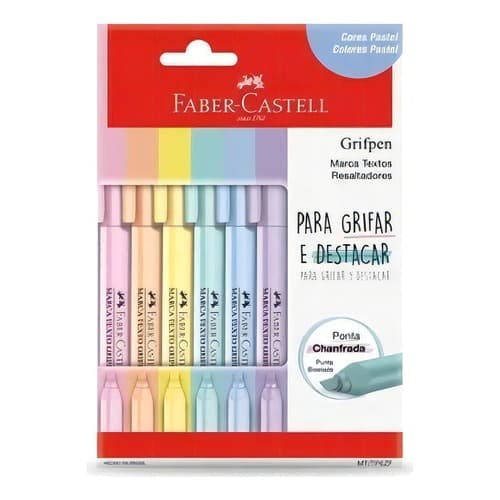 Caneta Marca Texto Grifpen 6 Cores Pastel - Faber-Castell