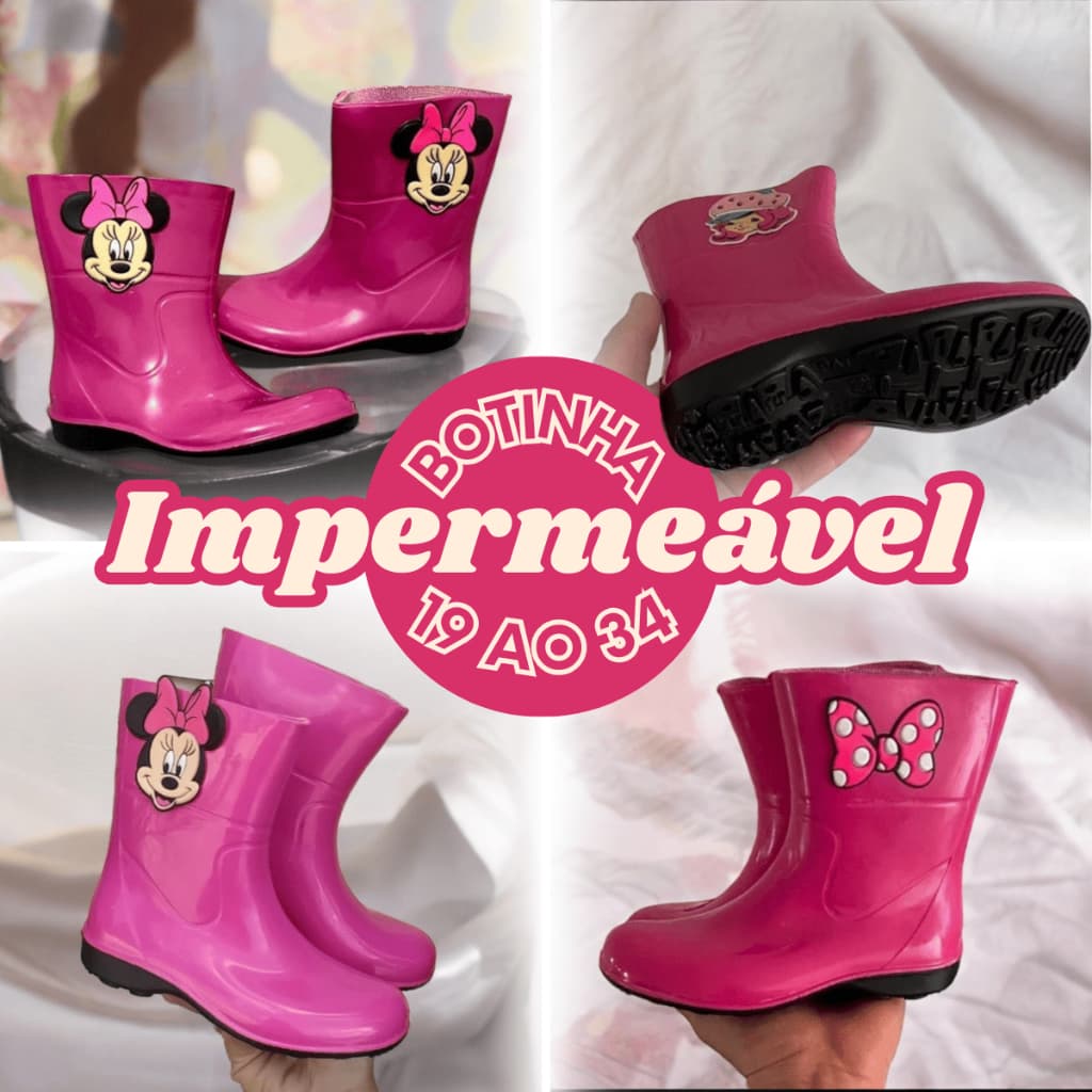 Botinha Bota Galocha Feminina Bota Infantil Menina Impermeável Delicada 19 ao 34 - Envio Imediato