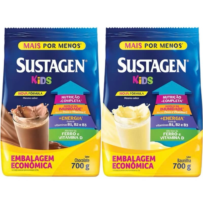 Kit 2 Sustagen Kids 700gr (Chocolate + Baunilha)