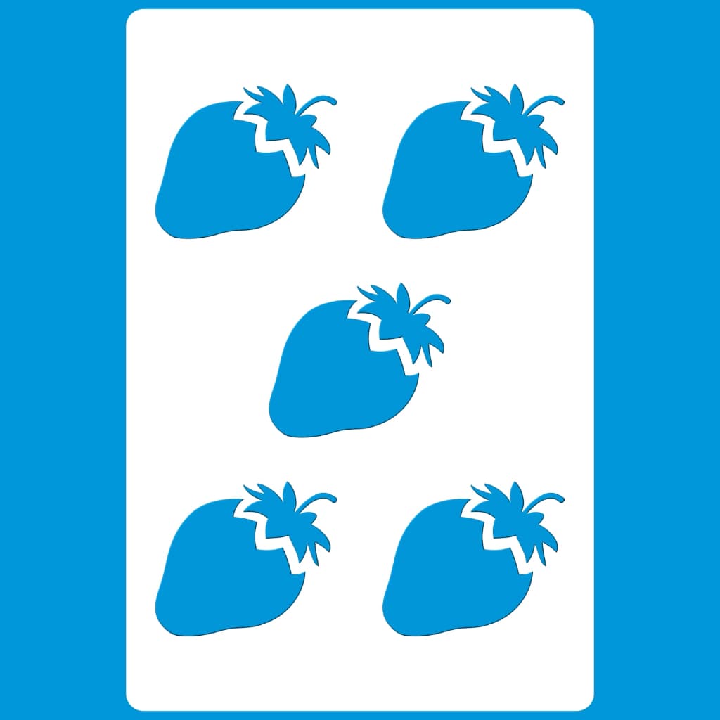 Stencil 8 X 12 Mini Moranguinhos Molde Vazado Pintura Tecido Mdf Madeira Parede Camiseta Pano Prato