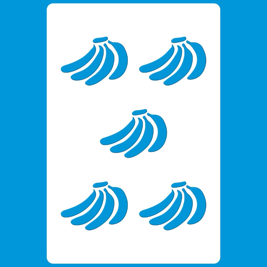 Stencil 8 X 12 Mini Bananinhas Molde Vazado Pintura Tecido Mdf Madeira Parede Camiseta Pano Prato