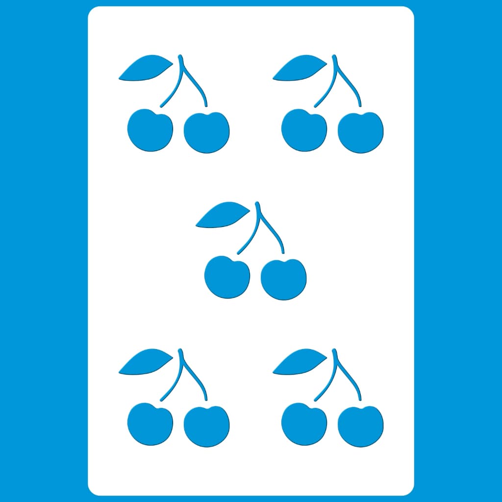 Stencil 8 x 12 Mini Cerejinhas Molde Vazado Pintura Tecido Mdf Madeira Parede Camiseta Pano Prato