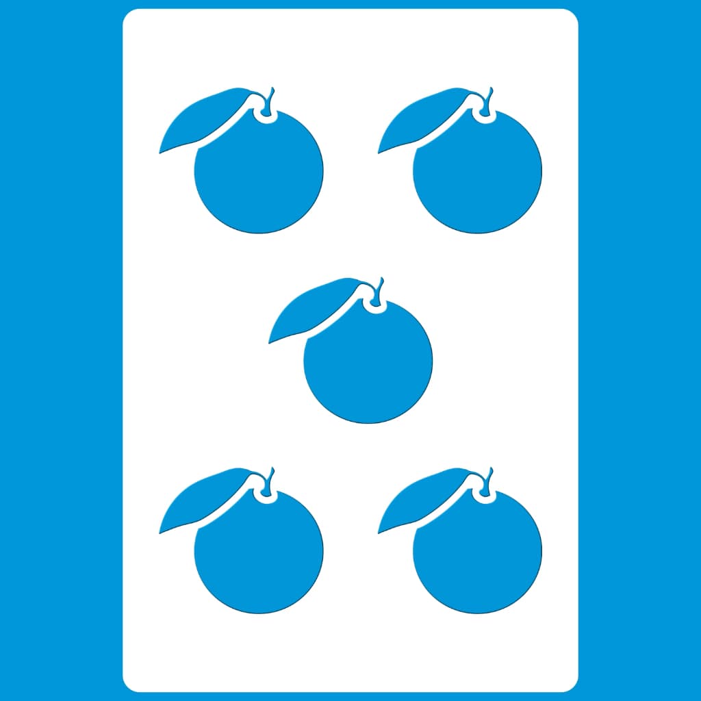 Stencil 8 X 12 Mini Laranjinhas Molde Vazado Pintura Tecido Mdf Madeira Parede Camiseta Pano Prato