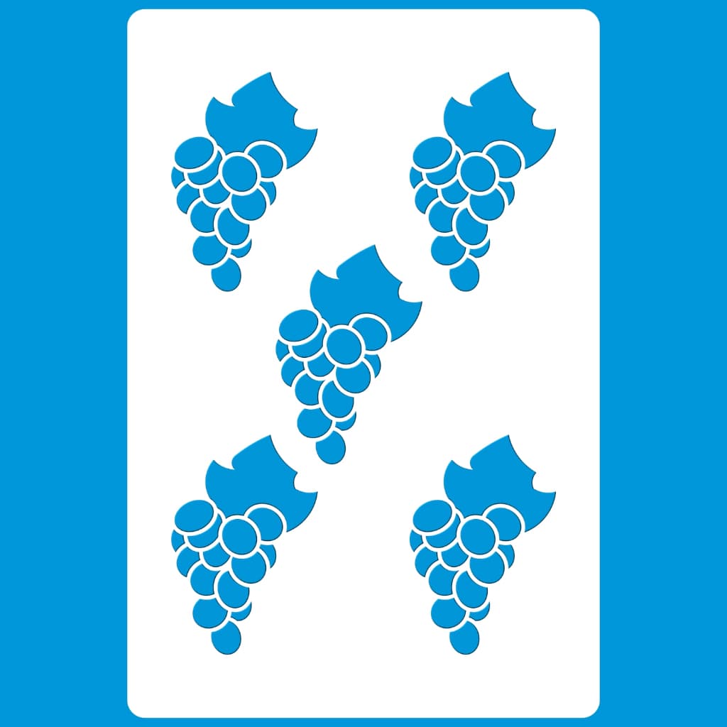 Stencil 8 X 12 Mini Uvinhas Molde Vazado Pintura Tecido Mdf Madeira Parede Piso Camiseta Pano Prato