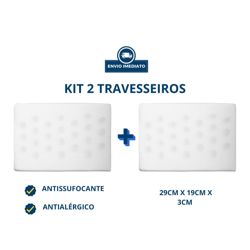 Kit 2 Travesseiros Bebê Antissufocantes e Antialérgicos – Conforto Respirável para o Berço