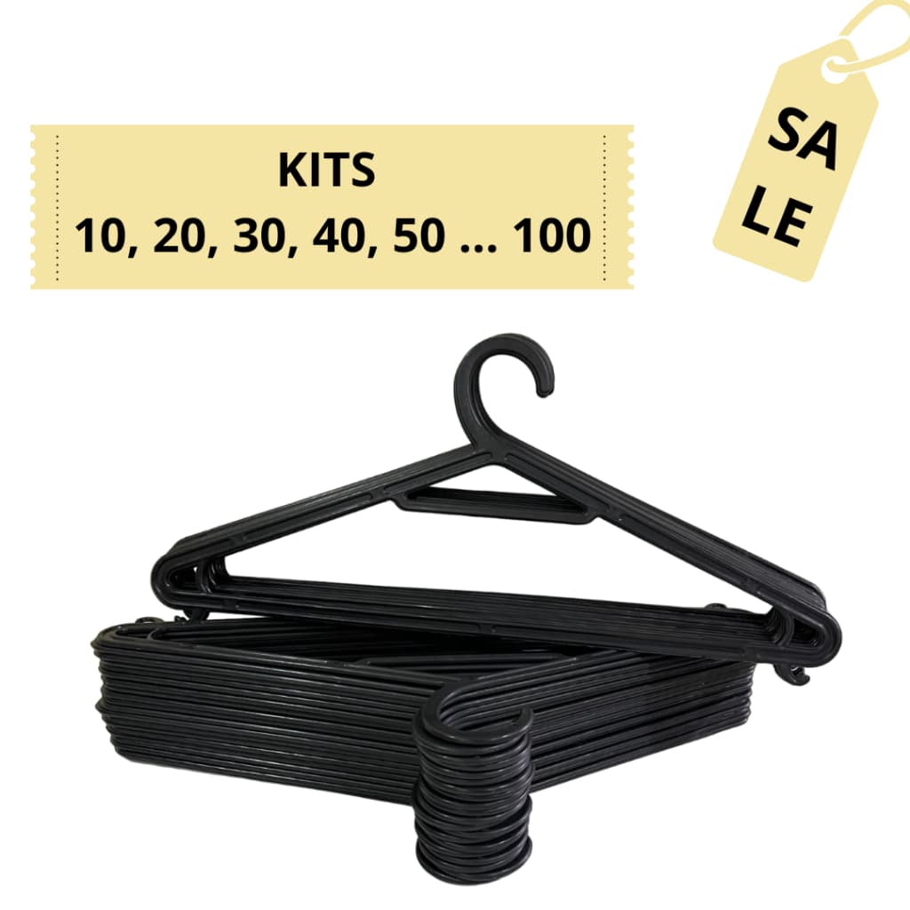 Cabide Adulto Preto Kit 100 - 50 - 30 - 20 - 10 - Direto da Fábrica G002
