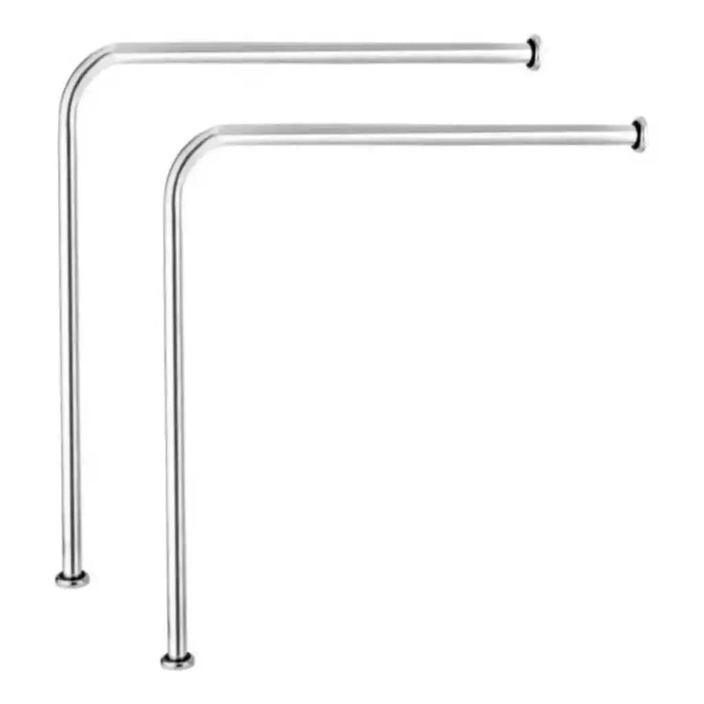 Kit 2 Barras Ou Alça de Apoio em L 60x60cm Para Vaso Sanitário Corrimão PNE Para Deficiente Idosos