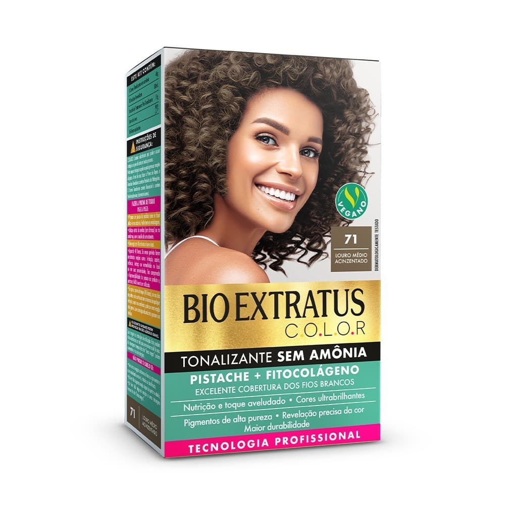 Kit Bio Extratus Color Tonalizante sem Amônia 71 Louro Médio Acinzentado LANÇAMENTO