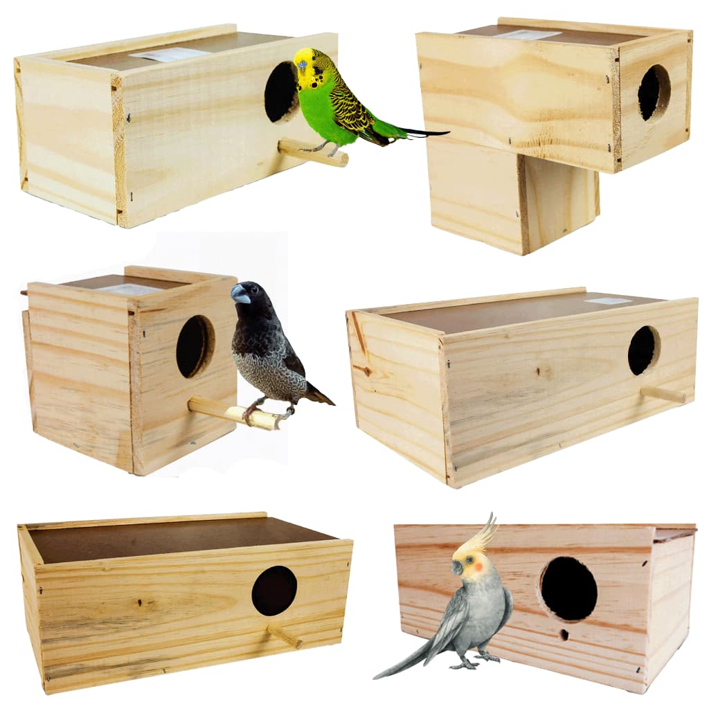 Kit Ninho de Madeira P/ Calopsita Periquito Agaporne Canário Manon Papagaio + Serragem