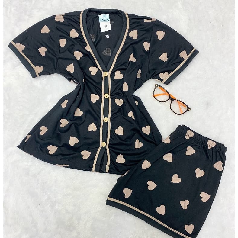 Píjama Americano Feminino Gola V Com Botões Amamentação Blogueira Malha Premium