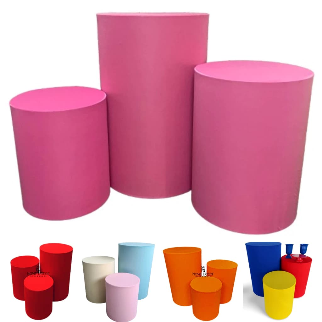 Kit Capa Mesas de Cilindro Para Decoração Diversas Cores Enfeite de Festa P M G
