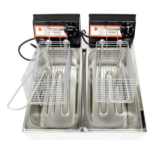 Fritadeira Elétrica Óleo Inox Profissional Cuba dupla Total 7 Litros