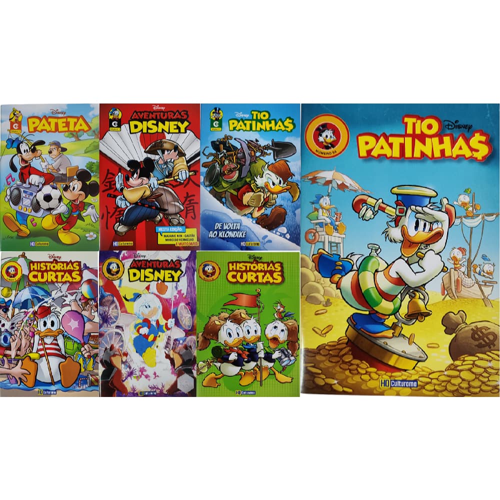 Kit C/ 5 Gibis Disney - Pato Donald, Mickey, Tio Patinhas, Pateta e Etc