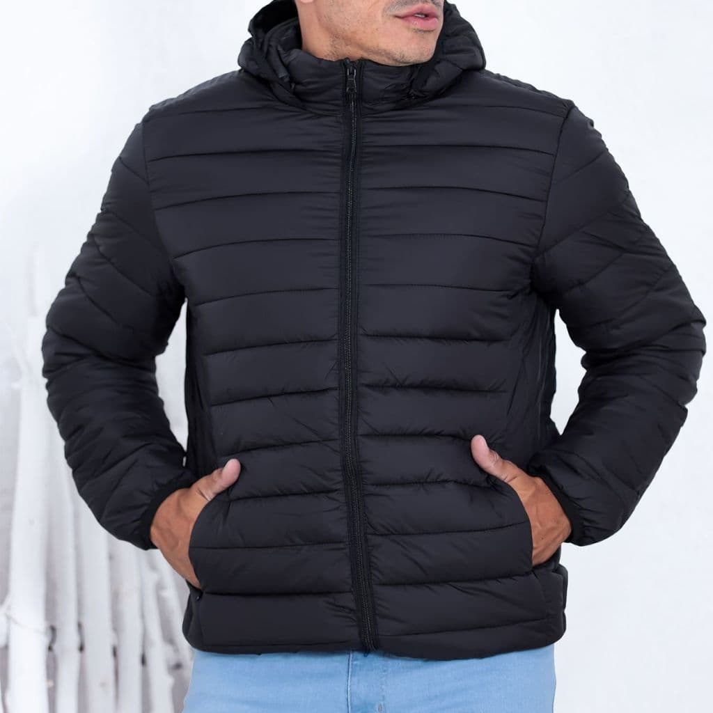 Jaqueta Gominho Masculina Casaco Preto Básico Bobojaco com Capuz