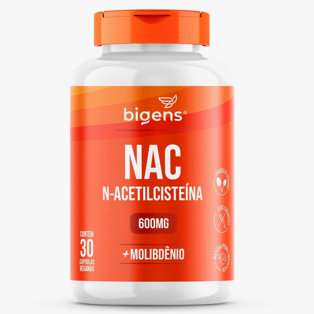 Nac N-acetilcisteína 600mg + Molibdênio | 30 Cápsulas Veganas | Bigens