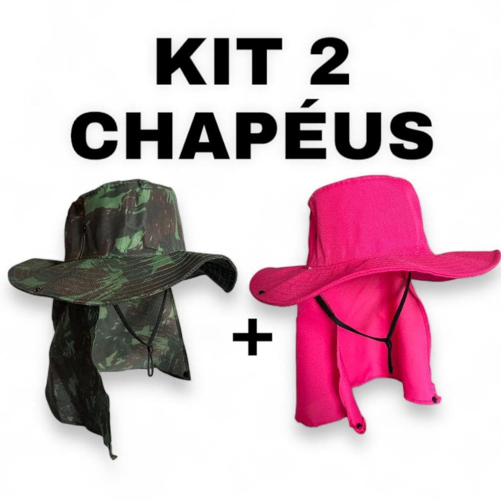 KIt 2 Chapéu Pescador Australiano Proteção Pescoço Sol Camping Australiano Proteção Nuca Pescoço